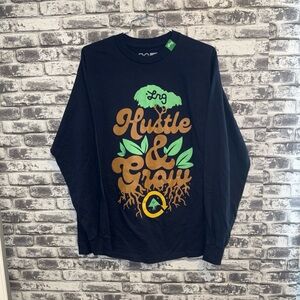LRG (Lifted Research Group) men's sz M long-sleeve t-shirt blue 'Hustle & Grow'